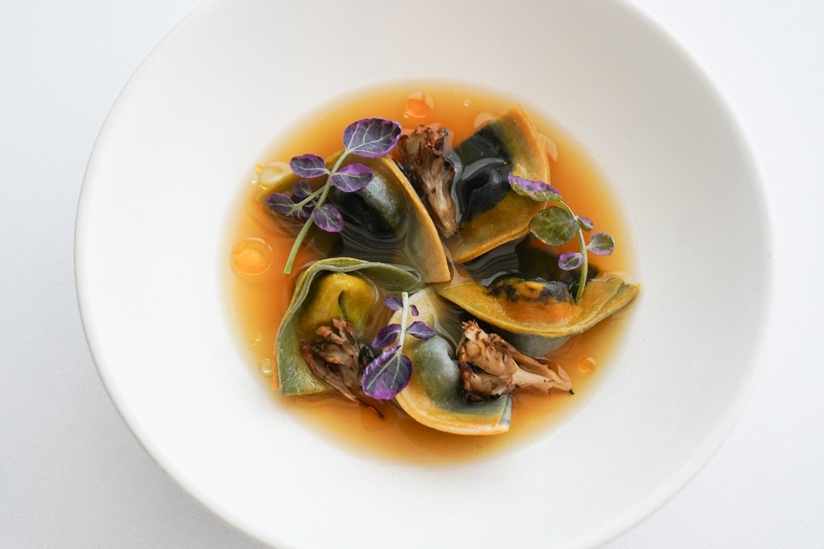 grilled mushroom cappellacci | porcini brodo | watercress | truffle oil - each and every delicate piece handmade in-house by @pastaia_momma