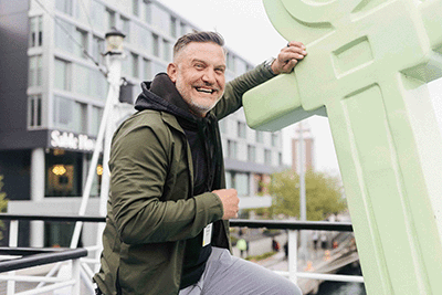 Smiling man in downtown Chicago