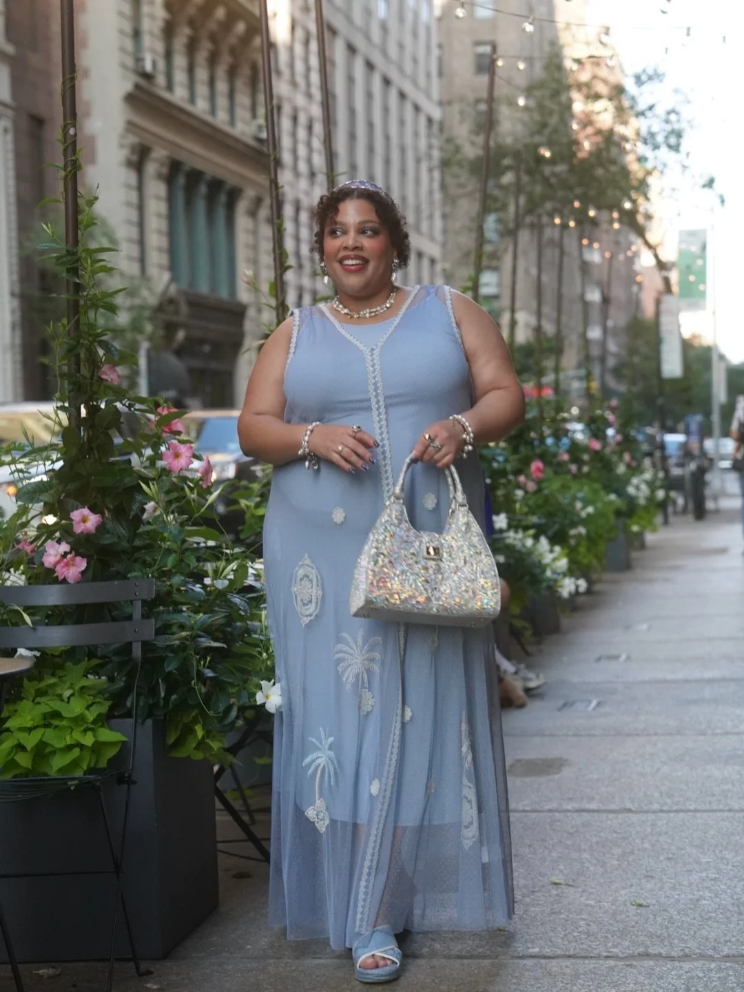 Midsummer in the city, wrapped in the perfect mesh dress by @johnnywas and quietly channeling a touch of Gilded Age glamour. There is something so effortless about dressing for yourself, moving through New York with intention, and embracing the beaut