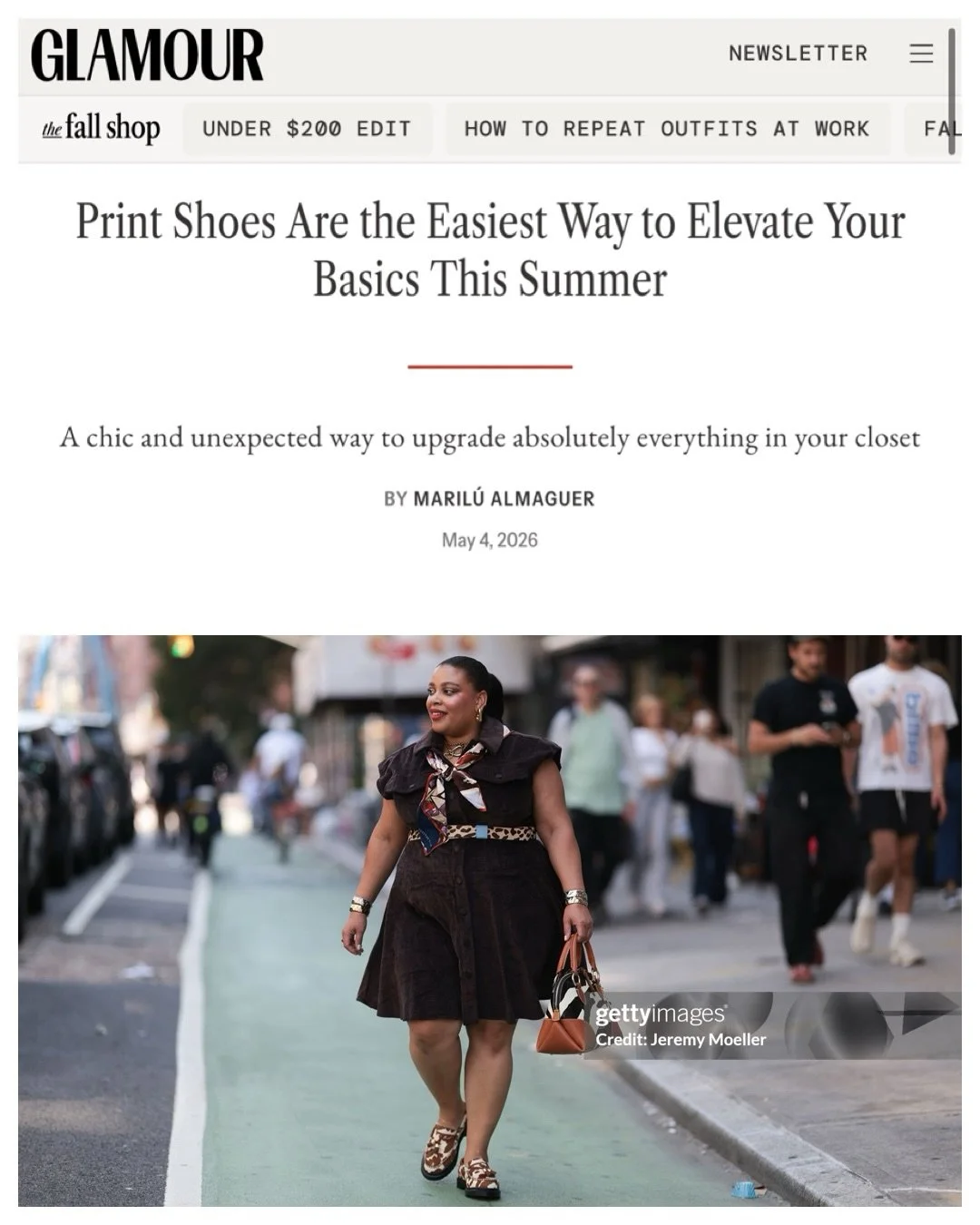 Flashback to one of my favorite #NYFW looks from last September ✨ thanks for the feature @glamourmag 

&ldquo;Print Shoes Are the Easiest Way to Elevate Your Basics This Summer &ldquo;
A chic and unexpected way to upgrade absolutely everything in you