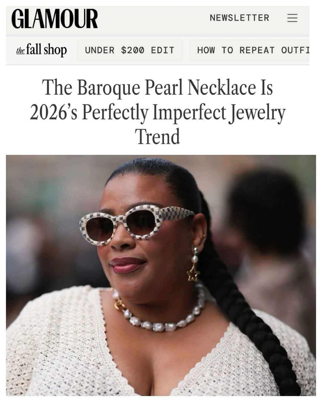 @glamourmag - The Baroque Pearl Necklace Is 2026&rsquo;s Perfectly Imperfect Jewelry Trend ✨
Say goodbye to the classic strand as you know it. Now we&rsquo;re wearing this perfectly imperfect jewelry trend instead.
BY SELENE OLIVA

https://www.glamou