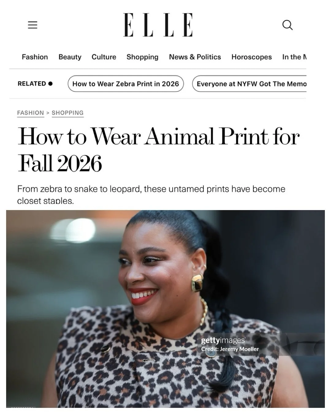 Animal print is having a major moment for Fall 2026, and I&rsquo;m here for it. Leopard will forever be a neutral in my wardrobe, but zebra, snakeskin, cow print and Bambi-inspired prints are stepping into the spotlight too.

Bold or subtle, it&rsquo
