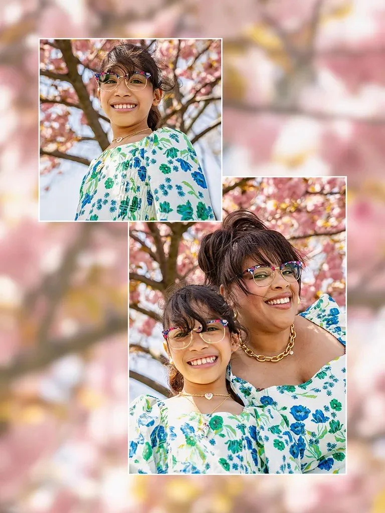 Greivy and her daughter wearing Draper James eyewear in a spring style feature for Who What Wear.