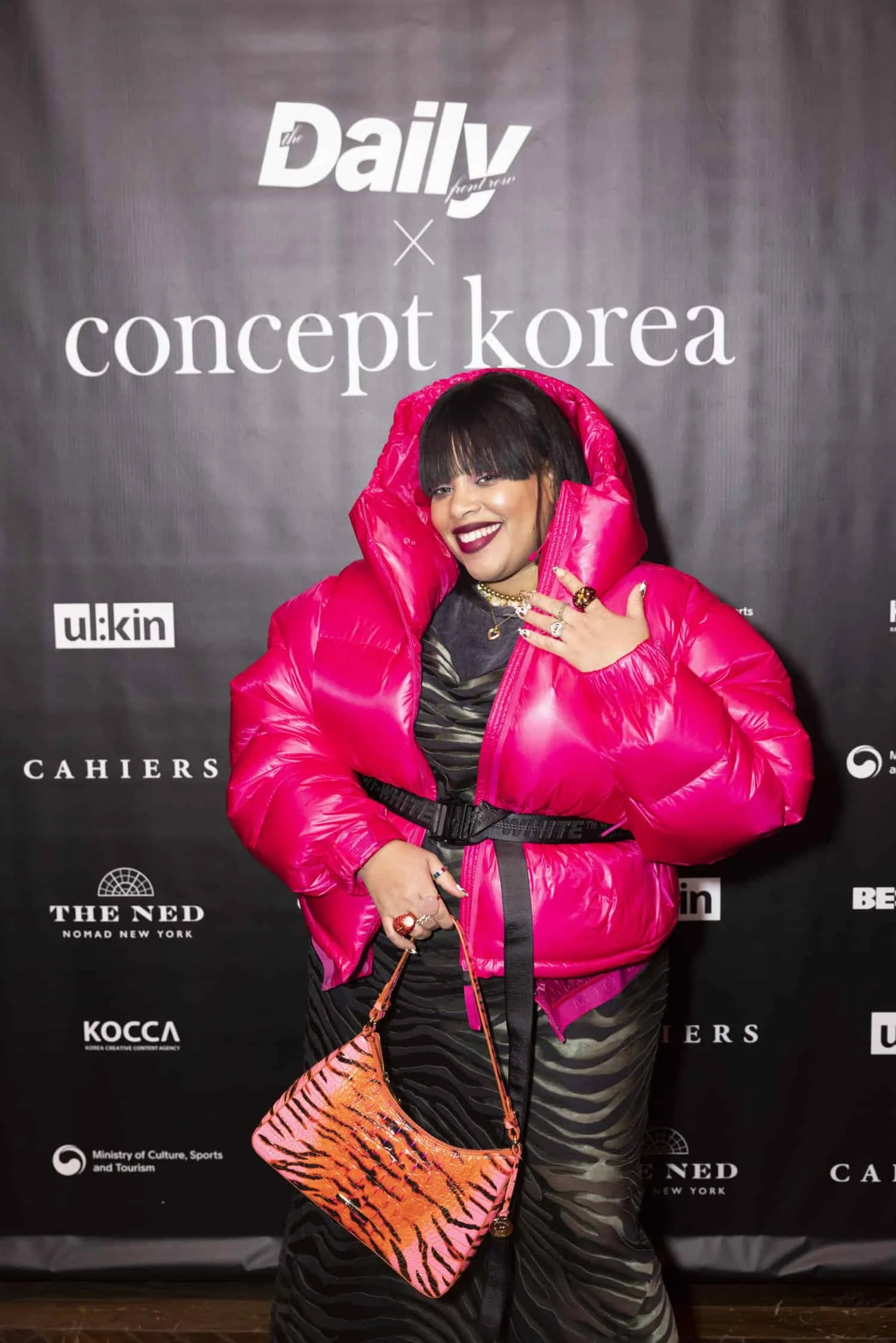 Greivy photographed at The Daily Front Row Concept Korea after-party at The Ned NoMad New York during Fashion Week.