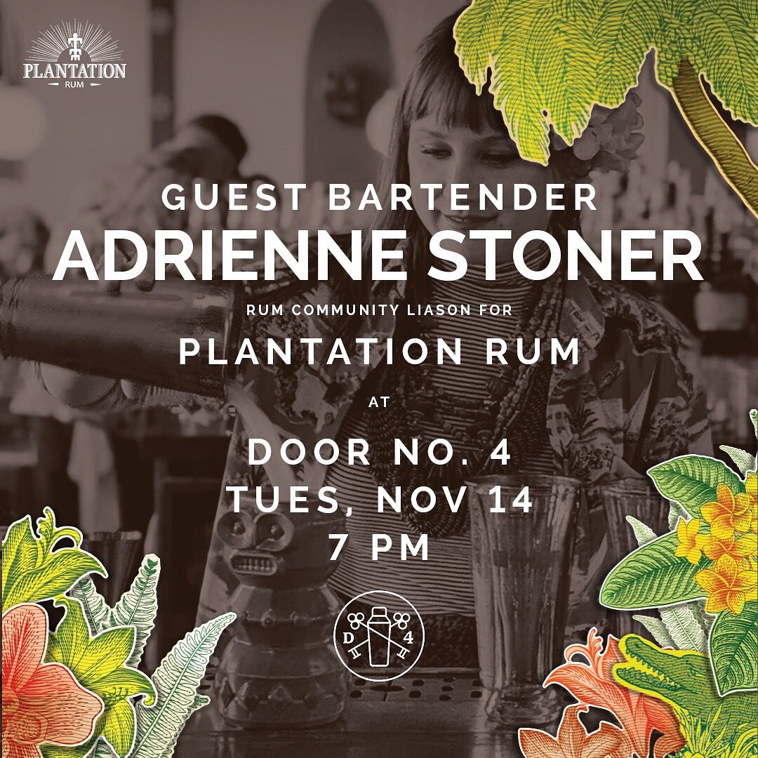 Tomorrow we are joined by guest bartender Adrienne Stoner of @plantation.rum! 🥃 Join us from 7-10pm for your favourite rum-filled cocktails and good times. 🍹 

@adriennedesire
#plantationrum #rum #doorno4 #dinner #cocktails #vibes #music #caymanisl
