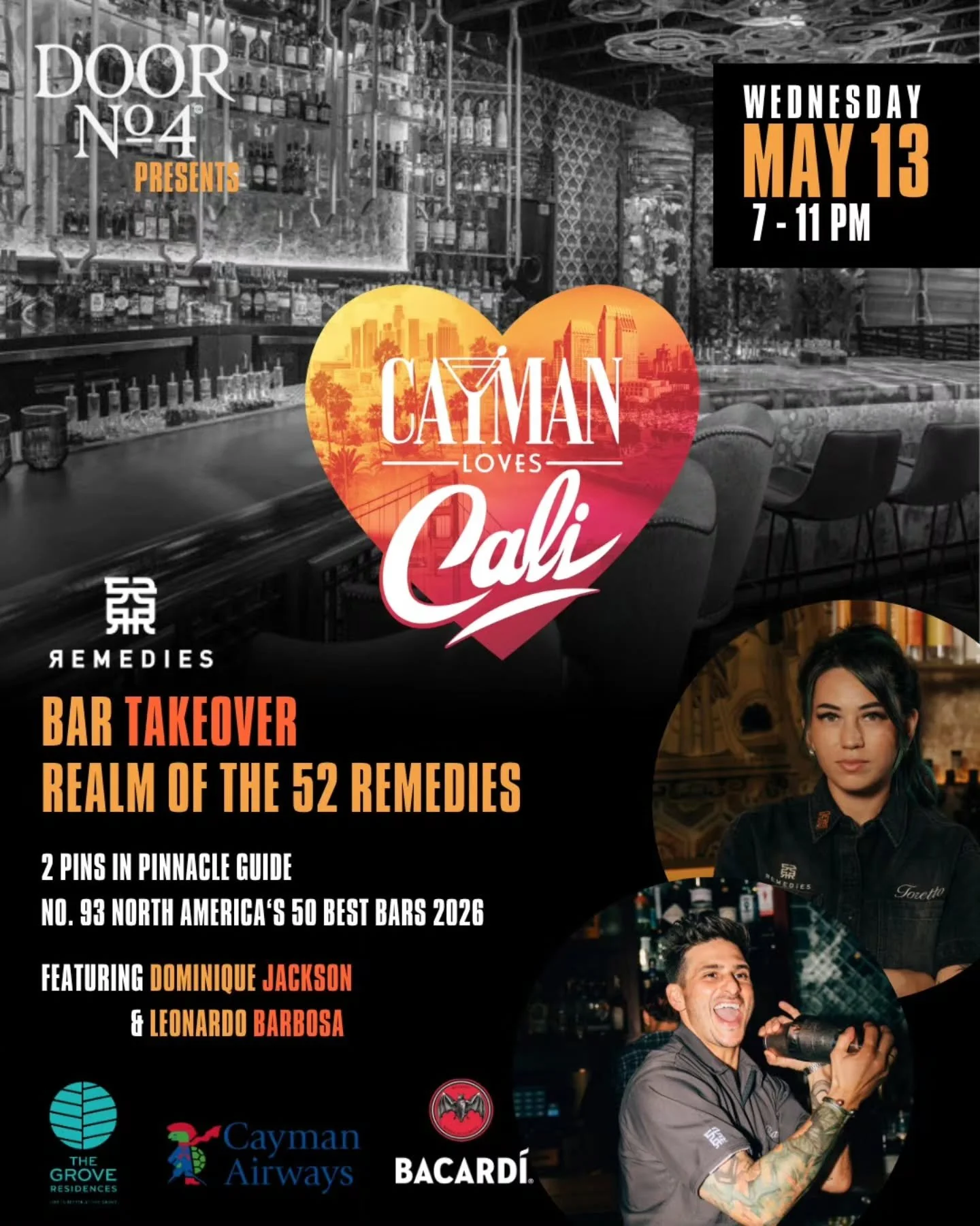 🥢✨ San Diego is coming to Cayman.

Fresh off being named #93 in North America's Best Bars, we are beyond excited to welcome Realm of the 52 Remedies to Door No.4 &mdash; and the wait is almost over.

Next Wednesday, May 13th, this stunning pan-Asian