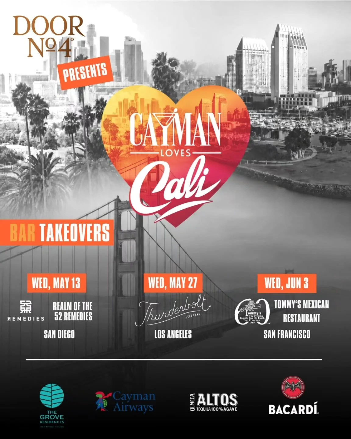 🌴🍹 IT'S HERE. The wait is over.
Cayman Loves Cali is officially happening &mdash; and the lineup is 🔥
Over 5 incredible weeks, some of California's most celebrated bars are making their way from the mainland US to bring their world-class drinks, h