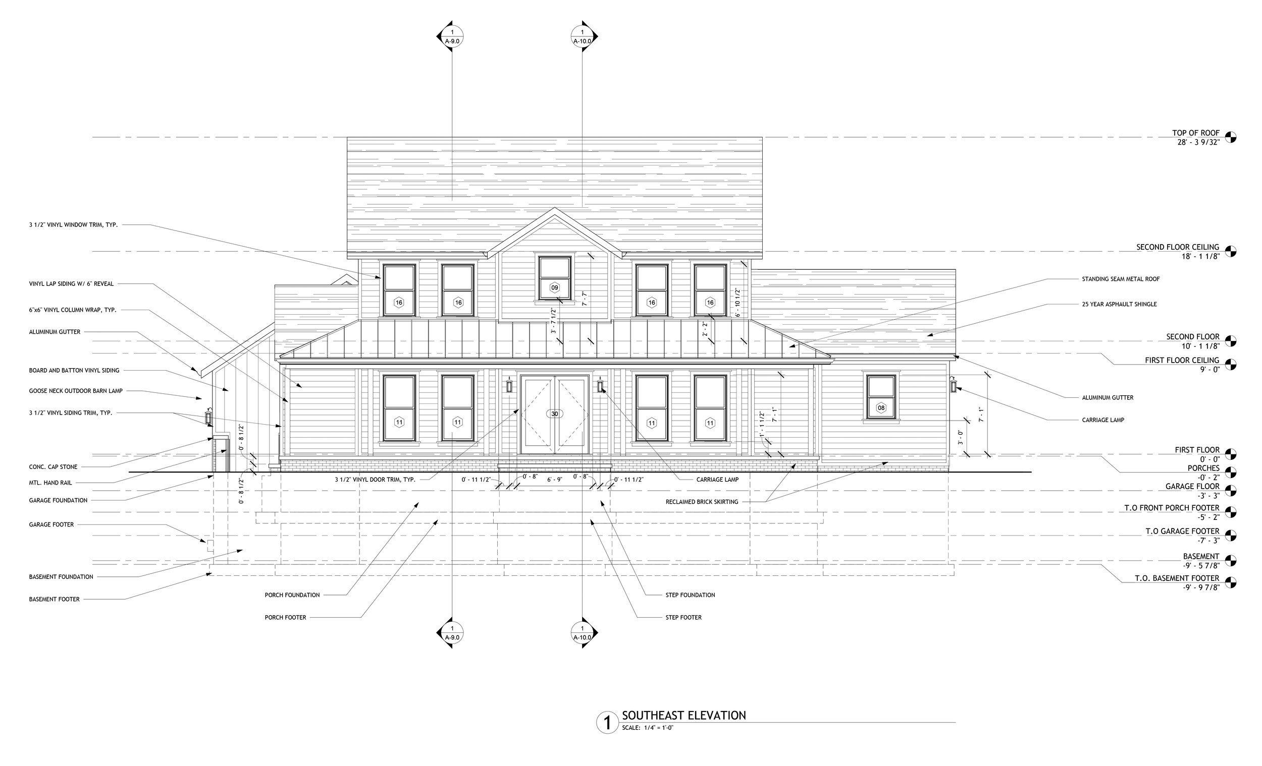 The Unity Residence: A Modern Farmhouse, Front Elevation Construction Drawing