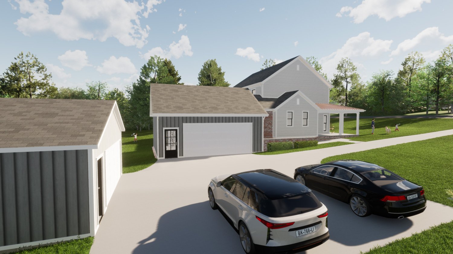 The Unity Residence: A Modern Farmhouse, Side Elevation Architectural Rendering