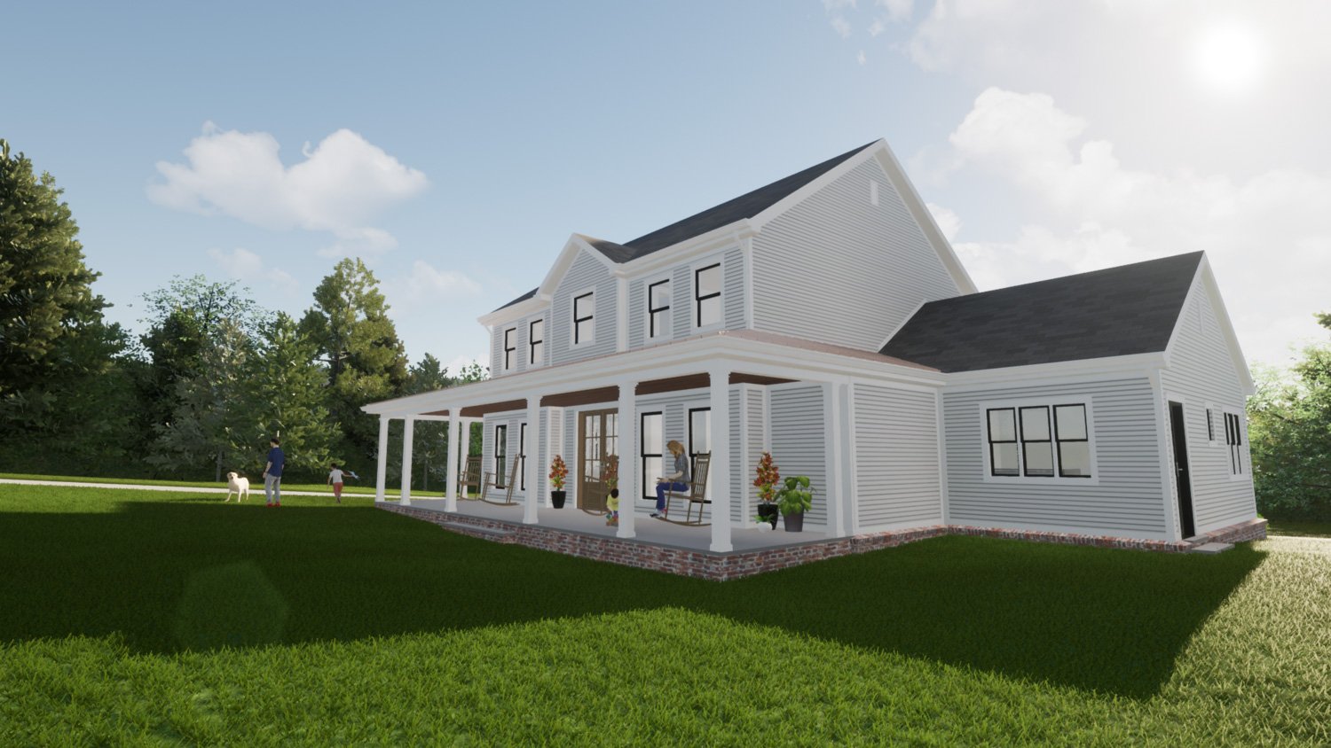 The Unity Residence: A Modern Farmhouse, Side Elevation Architectural Rendering