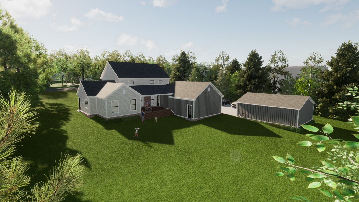 The Unity Residence: A Modern Farmhouse, Rear Elevation Architectural Rendering