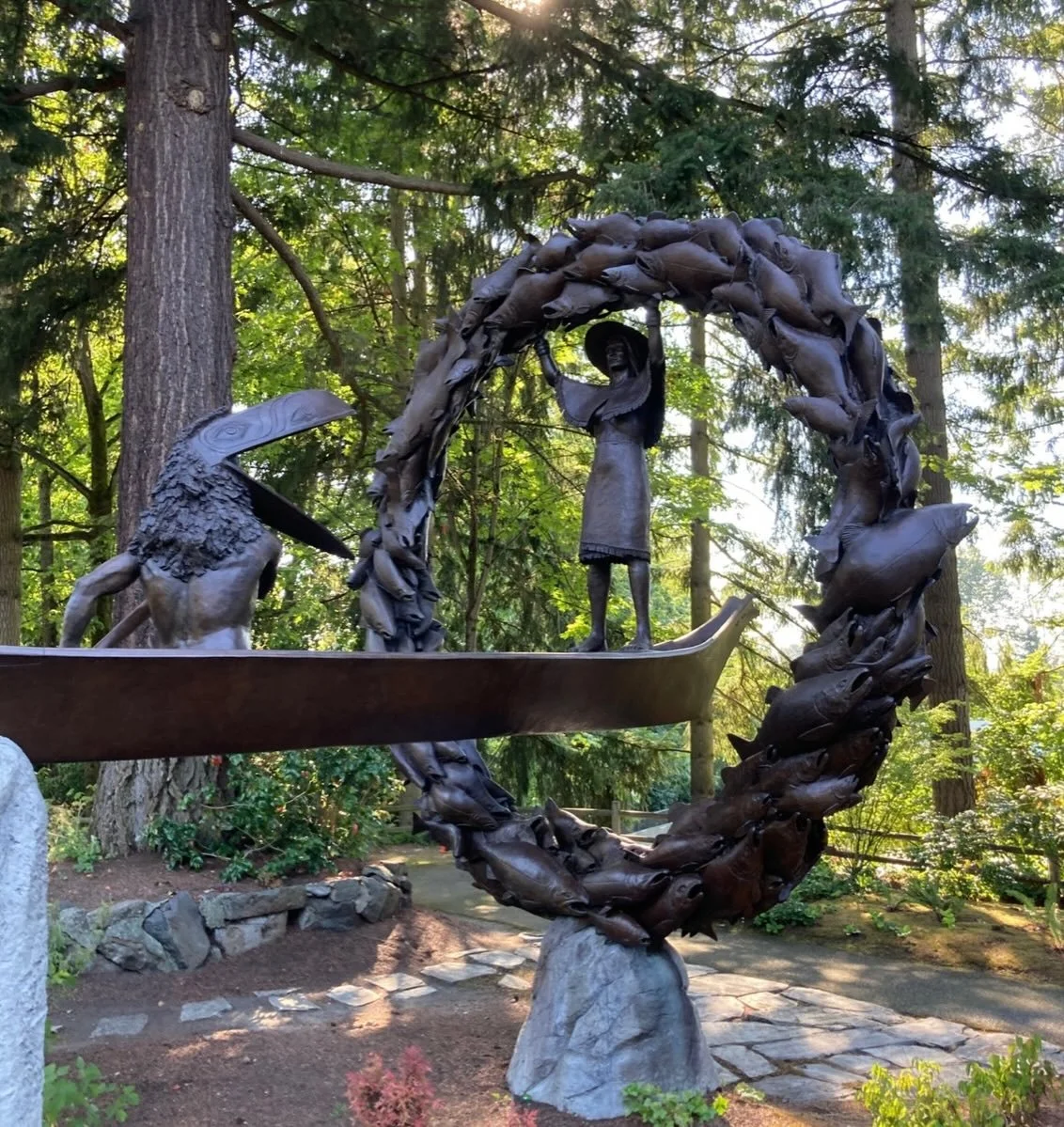 Meet Salmon Woman: a cast bronze sculpture by Tom Jay located at Bellevue&rsquo;s Highland Community Center.

Commissioned in 1991 by the @cityofbellevue / @bellevueartsprogram, this piece honors the Suquamish, Snoqualmie, and Duwamish peoples who li