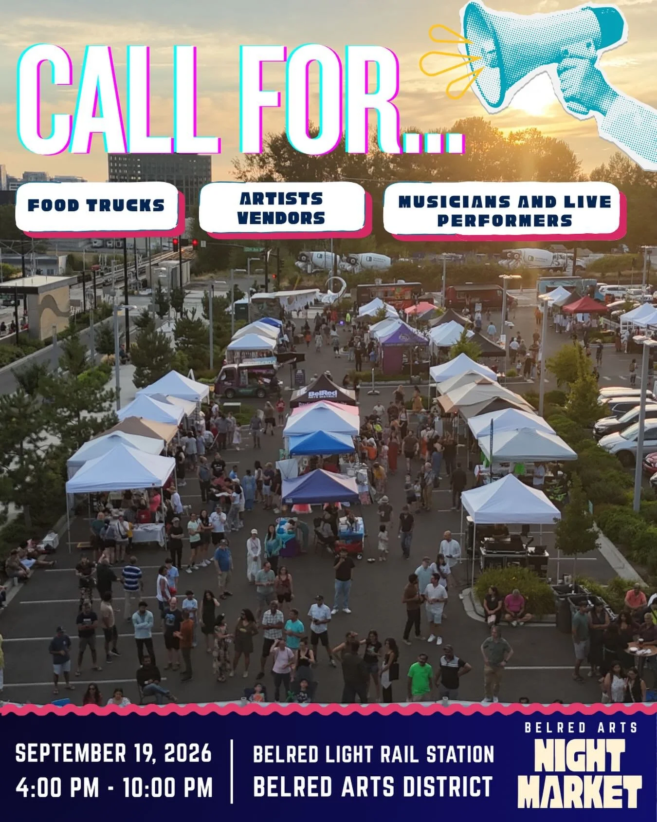 ALL APPLICATIONS DUE APRIL 30! The second annual Night Markets is looking for food trucks, artist vendors, and musicians, bands and cultural performers. All applications are listed in our bio.

Our night market is focused on expanding equitable oppor