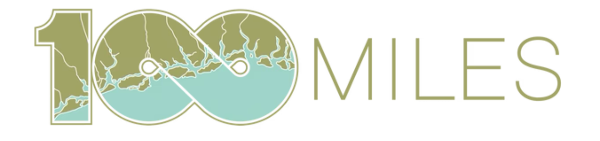 Illustration of water droplets and tributaries within the number 100, next to the word 'MILES'.