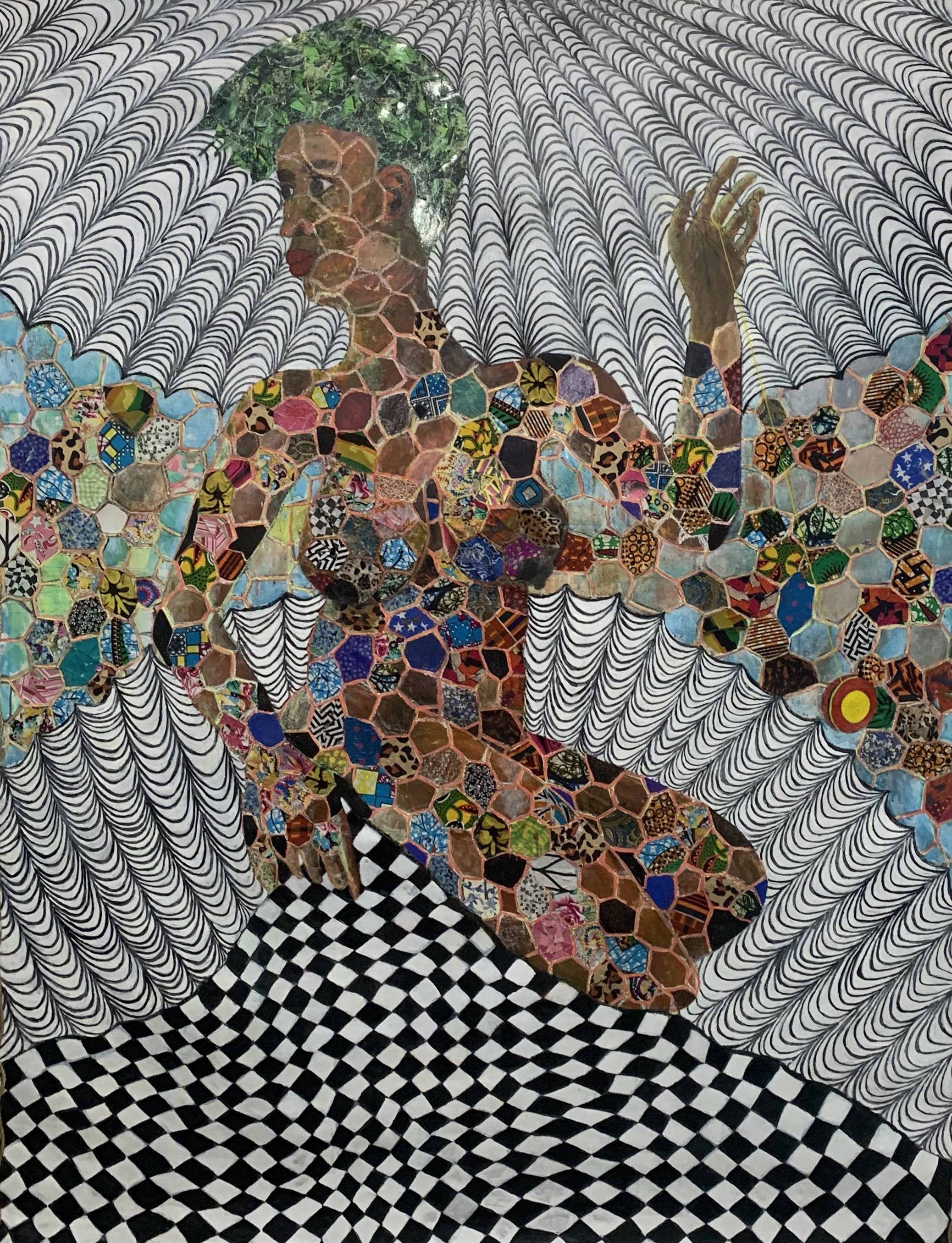 Choucoune nouvel 79”x62” Paper , fabrics , acrylics on canvas Los Angeles 2025 .jpeg