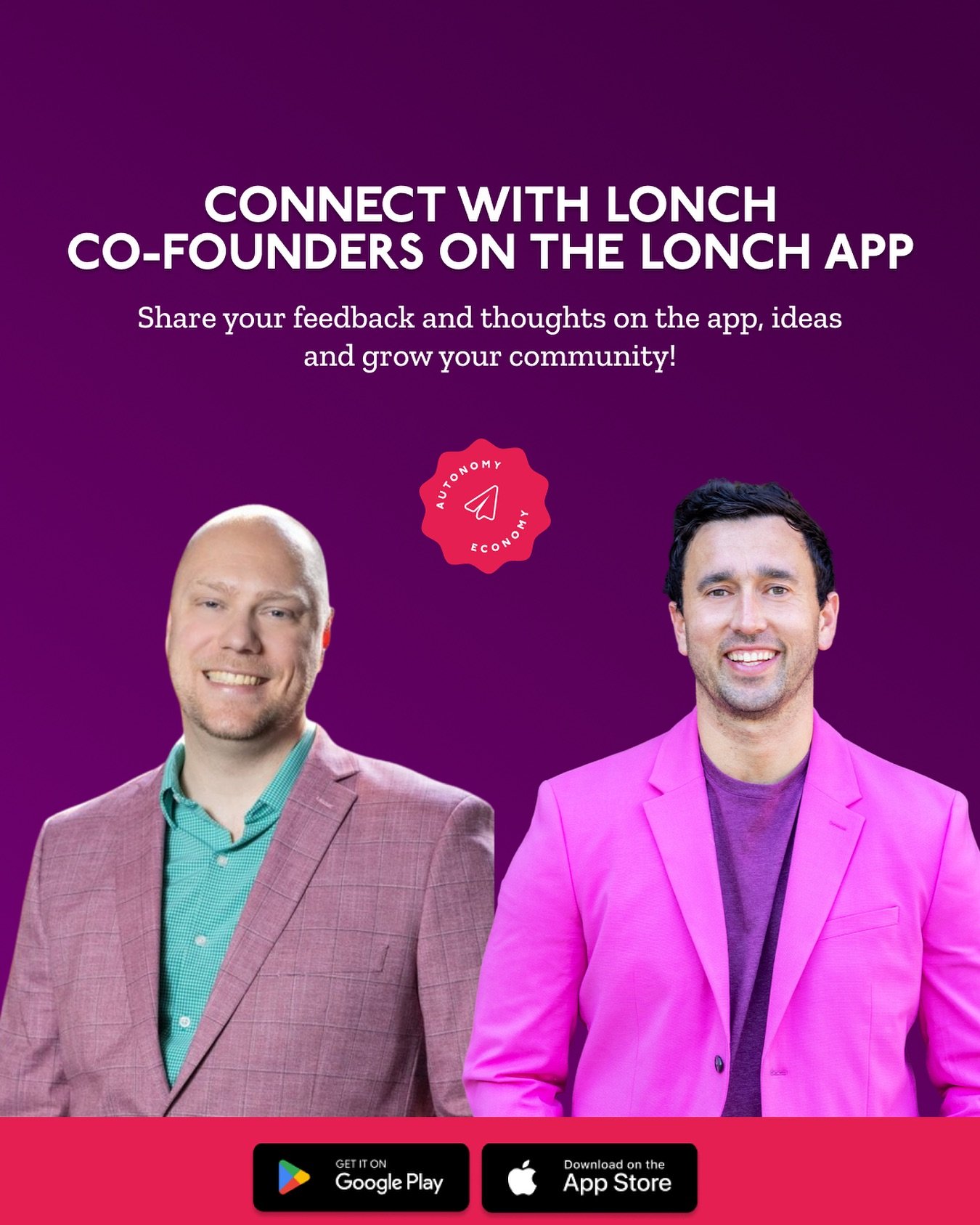 Connect with Lonch Co-founders Bobby Nims and Christopher Gulliver on the Lonch app. Our co-founders are excited to hear from the community so reach out to them for feedback, ideas or thoughts

#downloadnow 
#connect 
#lonchcommunity