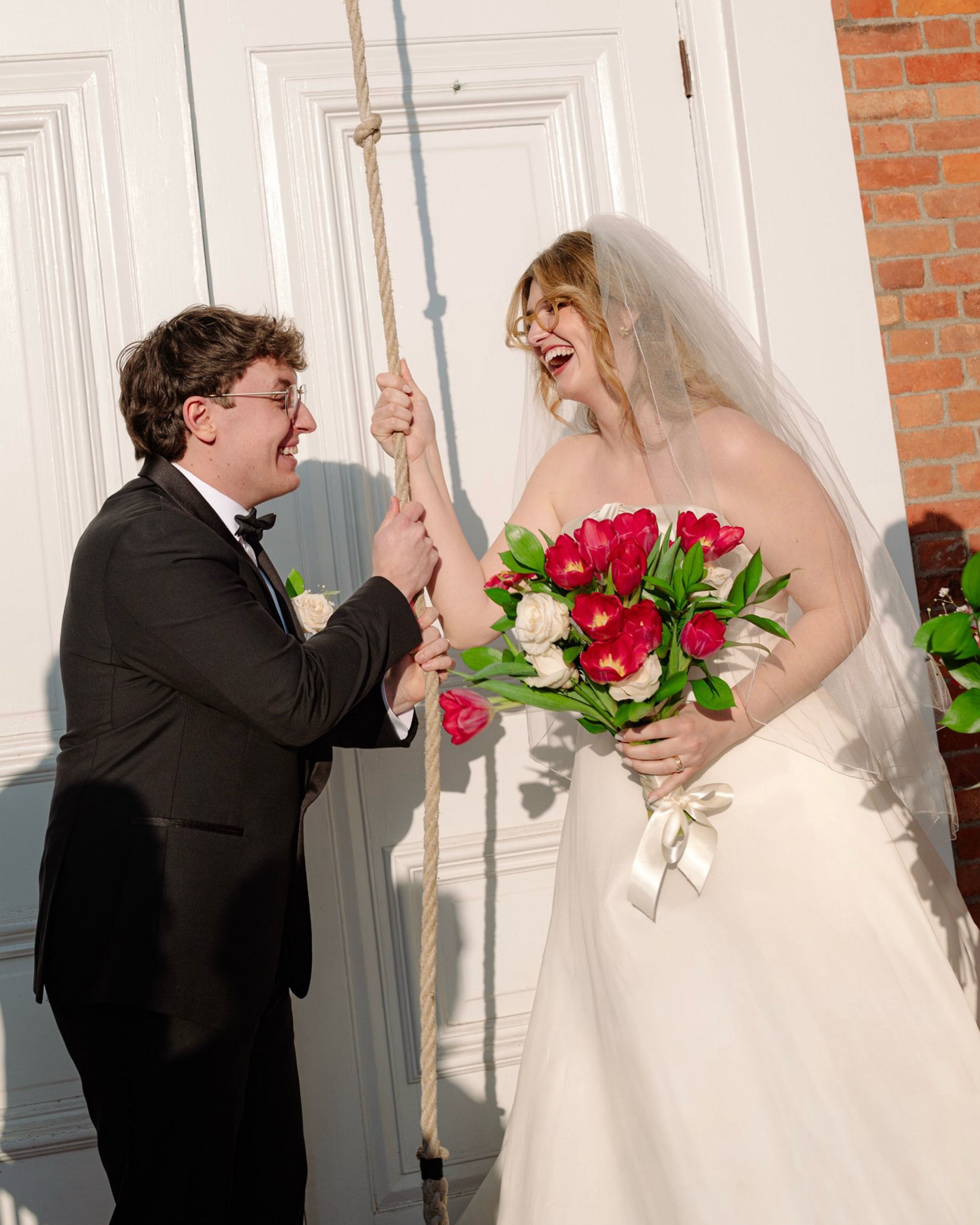 Ringing the bell after your wedding at Greenfield Village is tradition. Originally, Susy wasn&rsquo;t sold on ringing the bell, but they did and she later told me it was one of their favorite memories of the day. 

Setting up their receiving line and