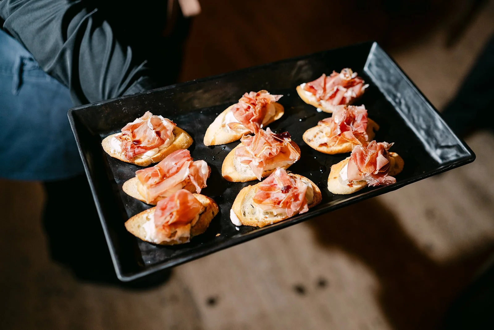 Passed canapés from cocktail hour in The Lobby at Book Tower in Detroit.