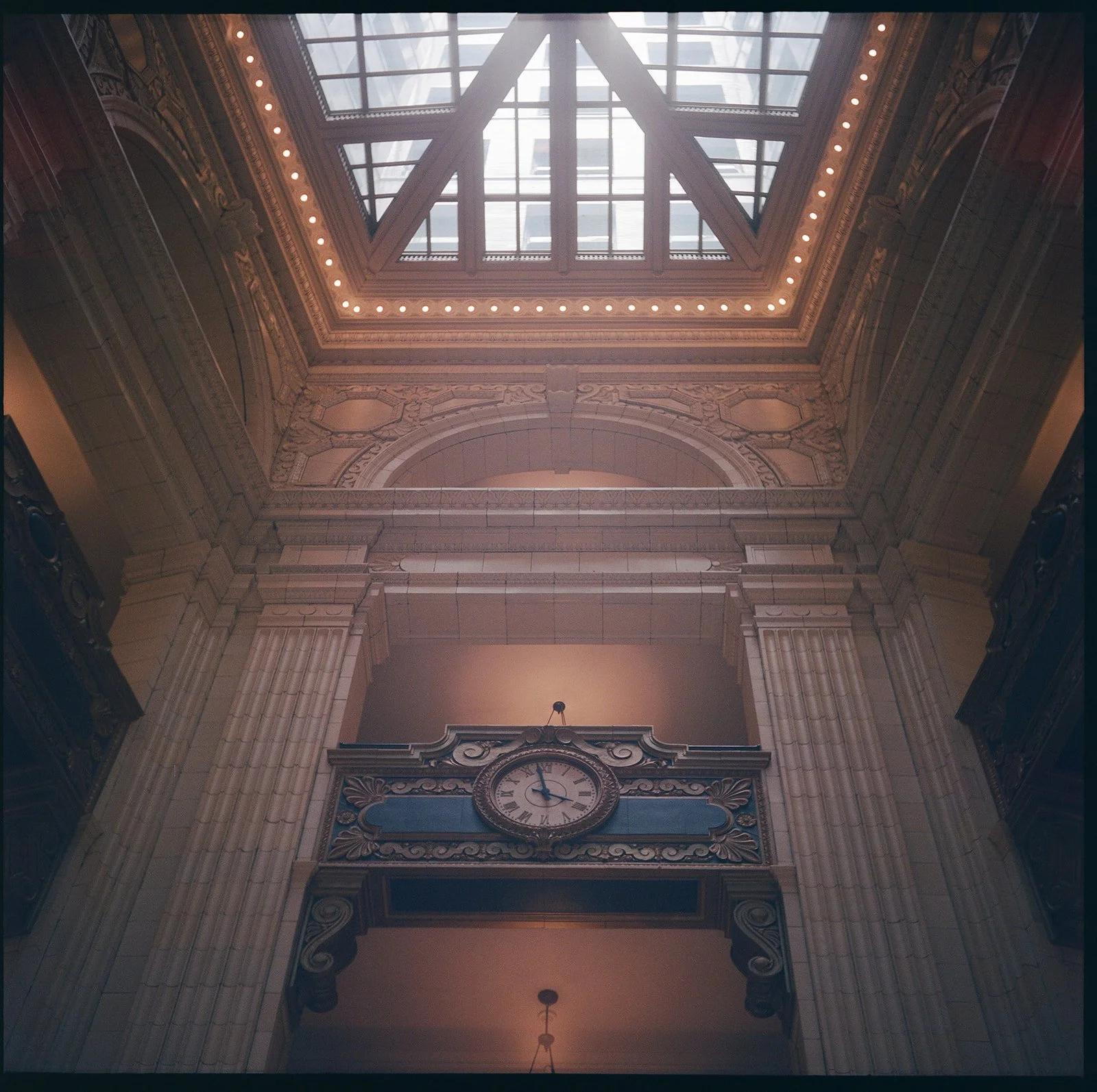 120 film photo of the inside of Hotel David Whitney.