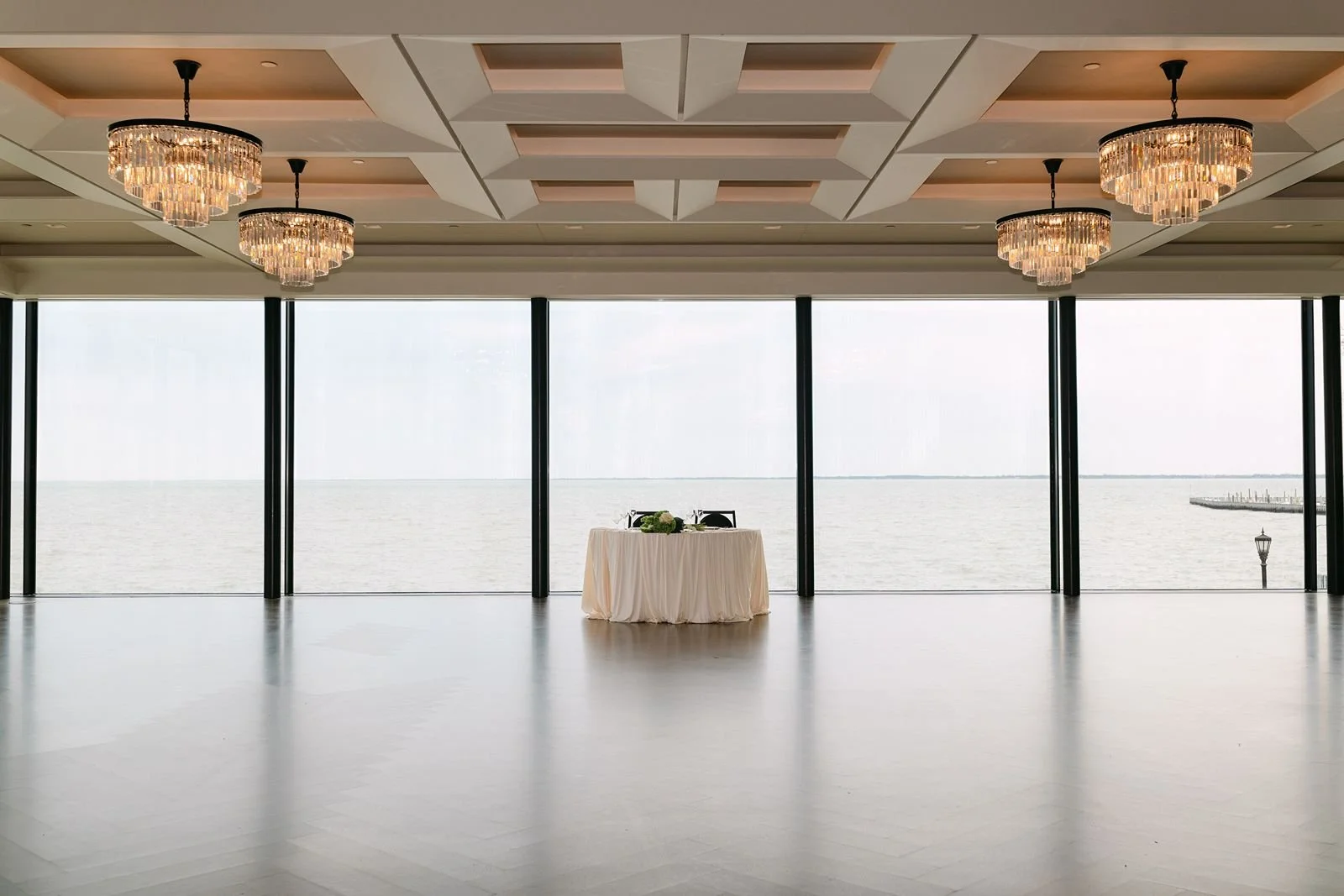 Interior shot of The Warm Memorial wedding reception space.