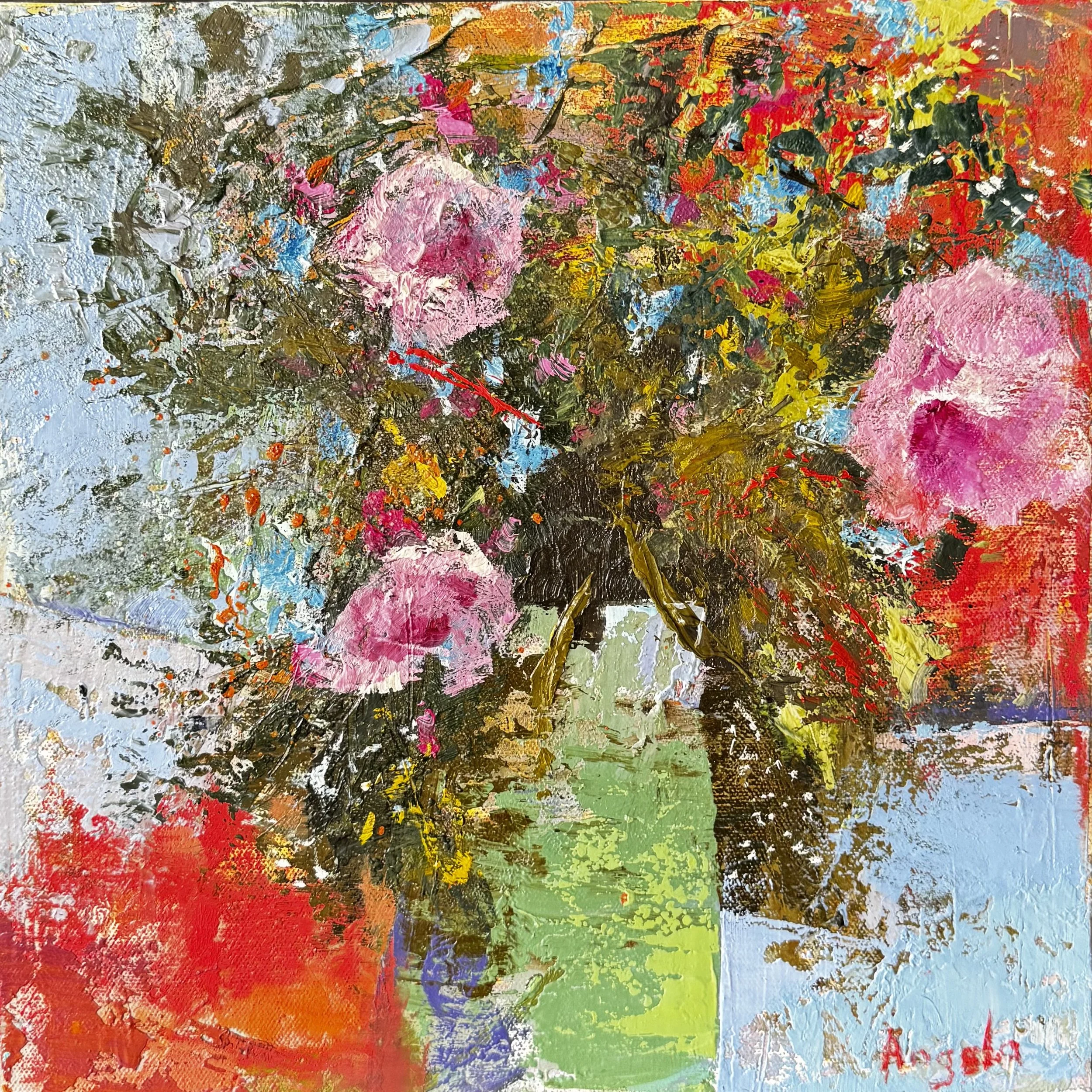 Honorable Mention: Flower Shower, Oil by Angela Schellpfeffer