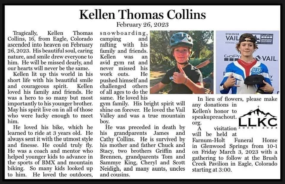 Thursday, March 2: meet at the wooden park at 10:00am to walk to the BMX track together, in remembrance of Kellen.
via: @carrie.geddes