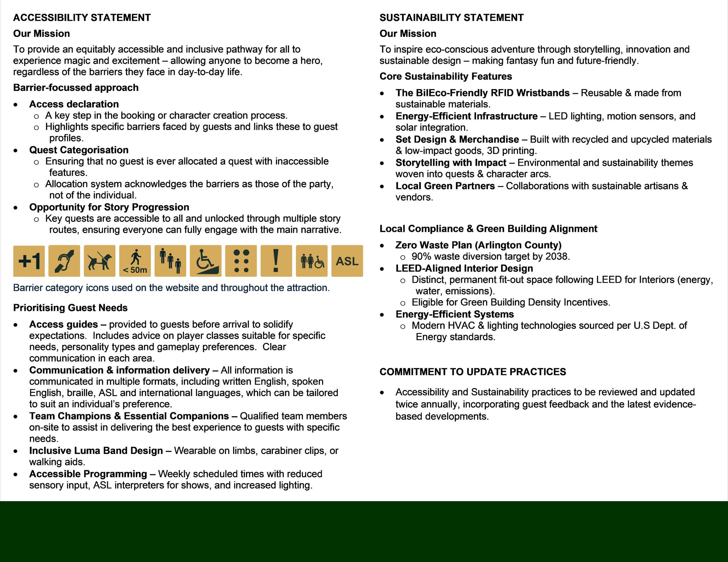 Accessibility &amp; Sustainability Statements
