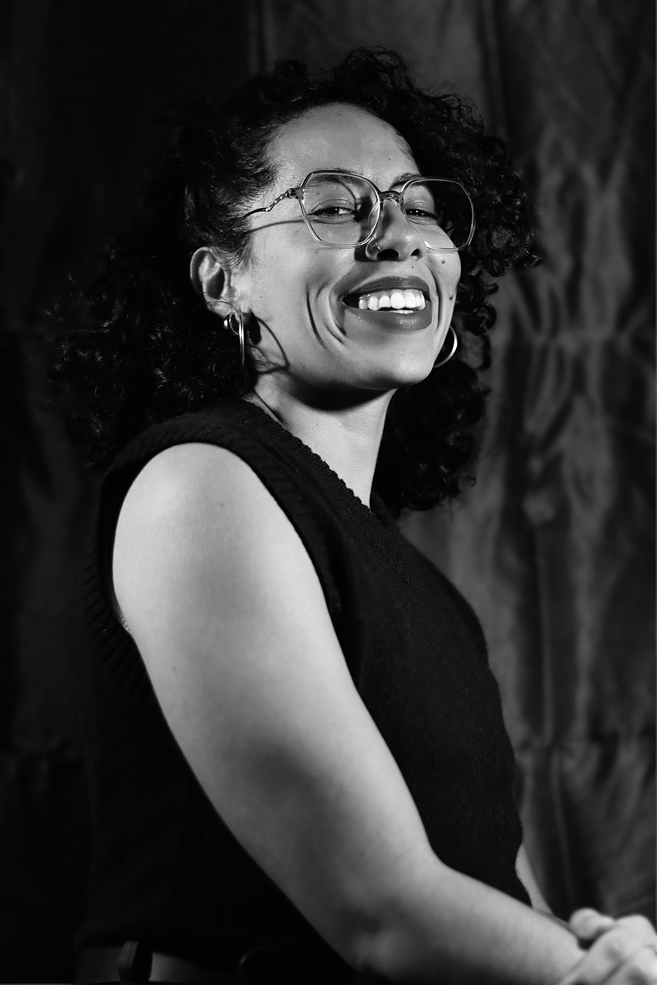 Author headshot in black and white