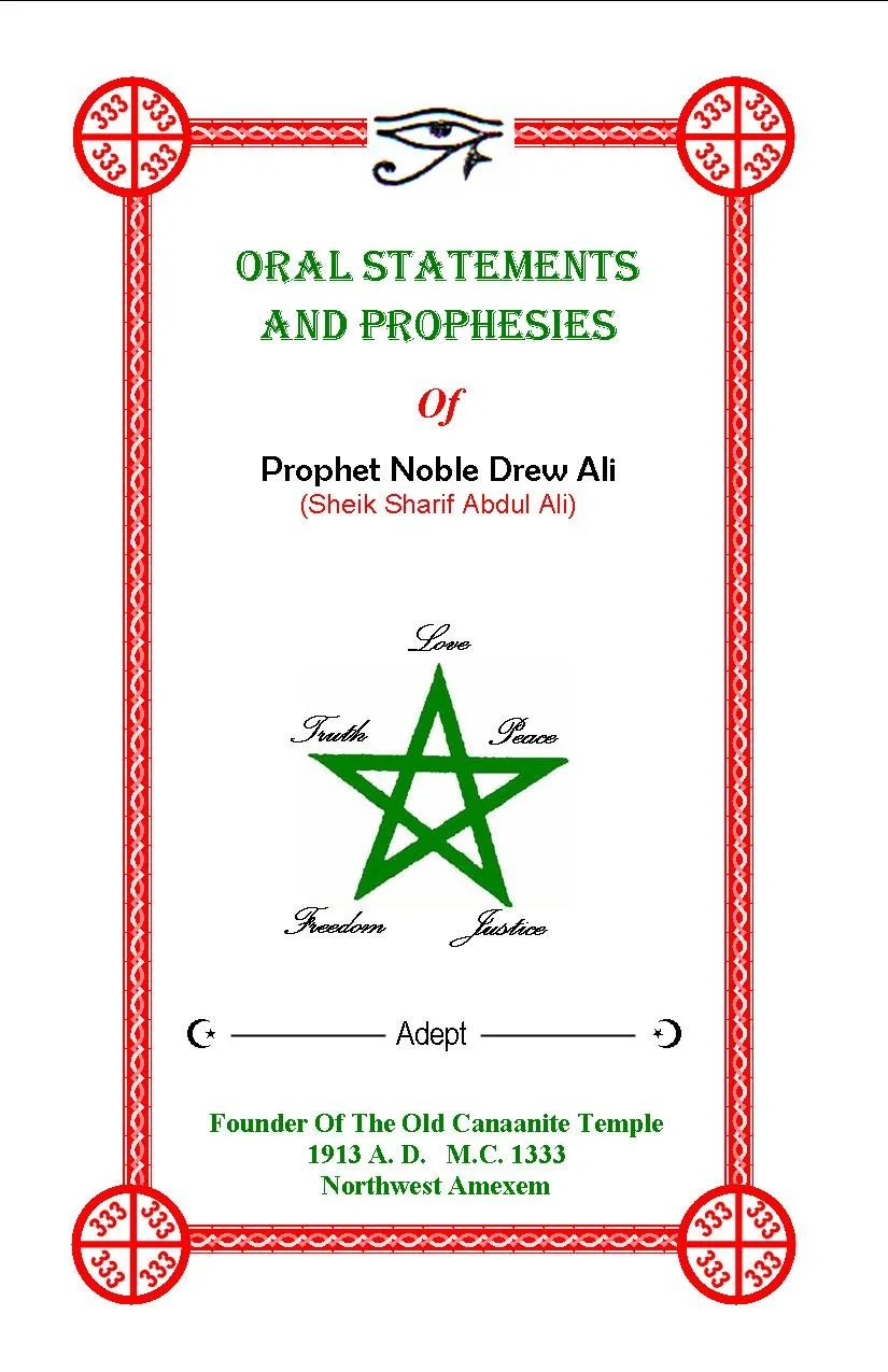 Oral Statements of Prophet Noble Drew Ali
