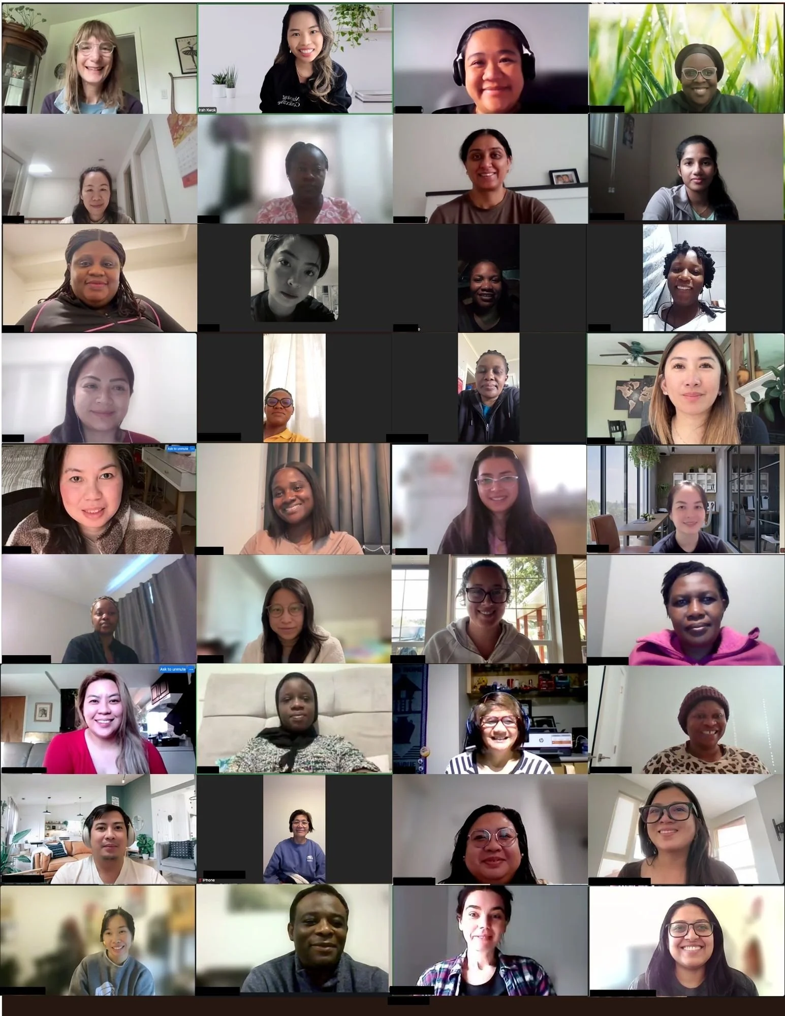 Collage of many Nursing Collective Group Coaching Students on Zoom