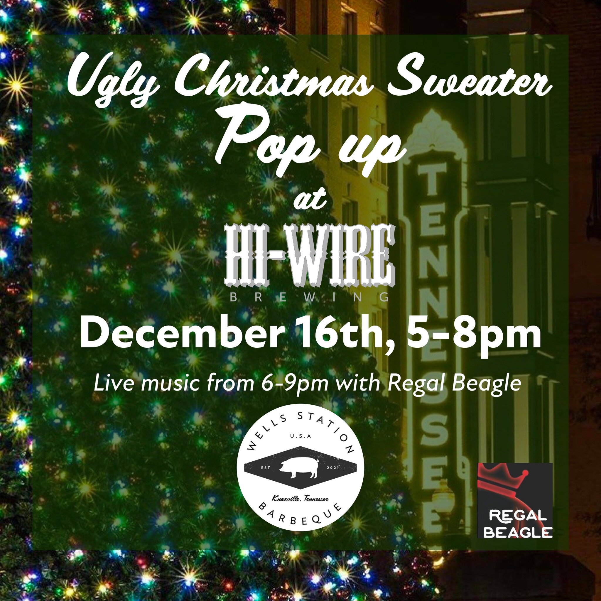It may be 21 days until Christmas but it&rsquo;s only 12 days until WSB final popup of the 2023! Bring your ugliest sweater and rock out with @regalbeagleband  playing from 6-9pm @hiwirebrewing_knx 

Even better that new swag is in for the holidays. 