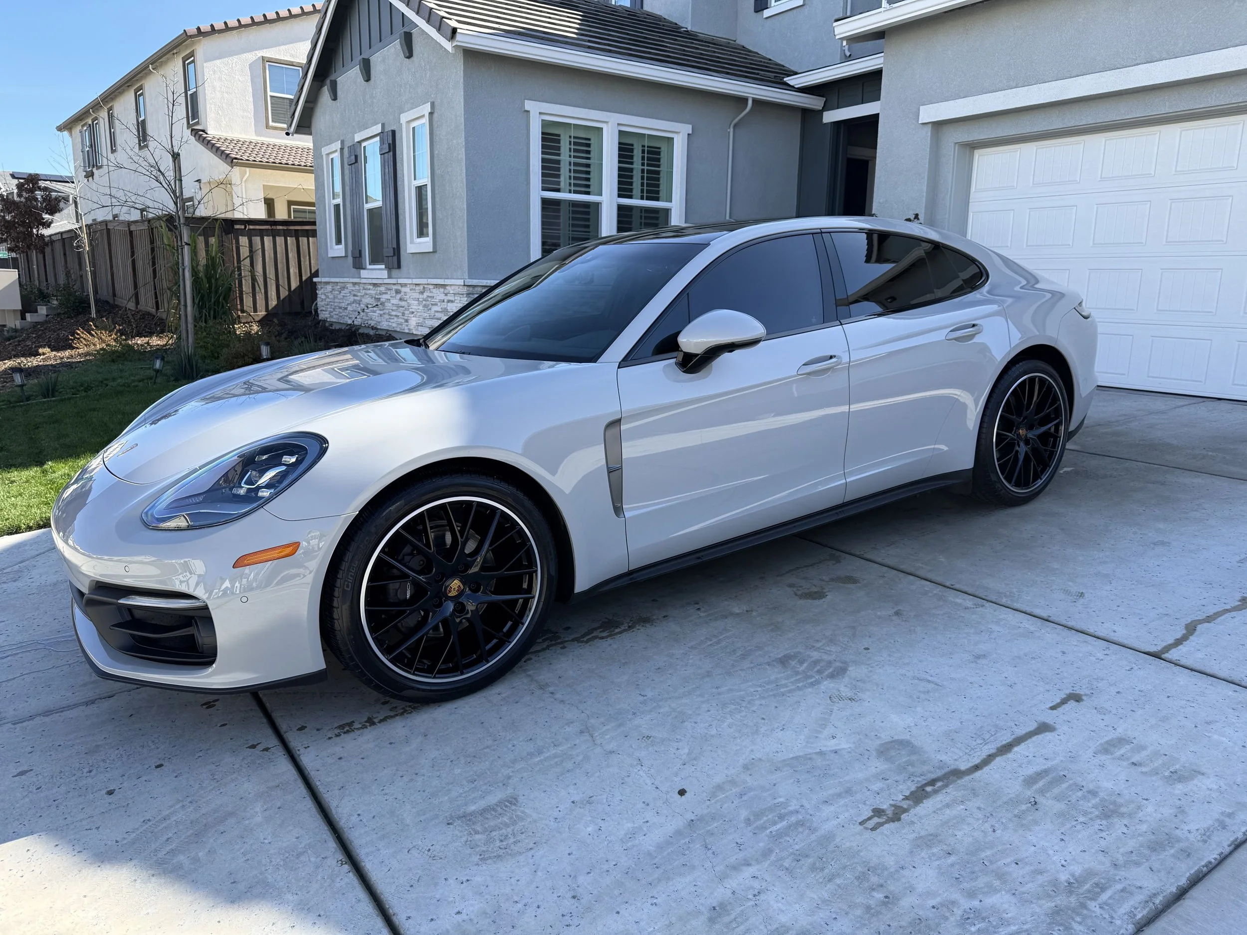 Grey Porche that was detailed in Sacramento