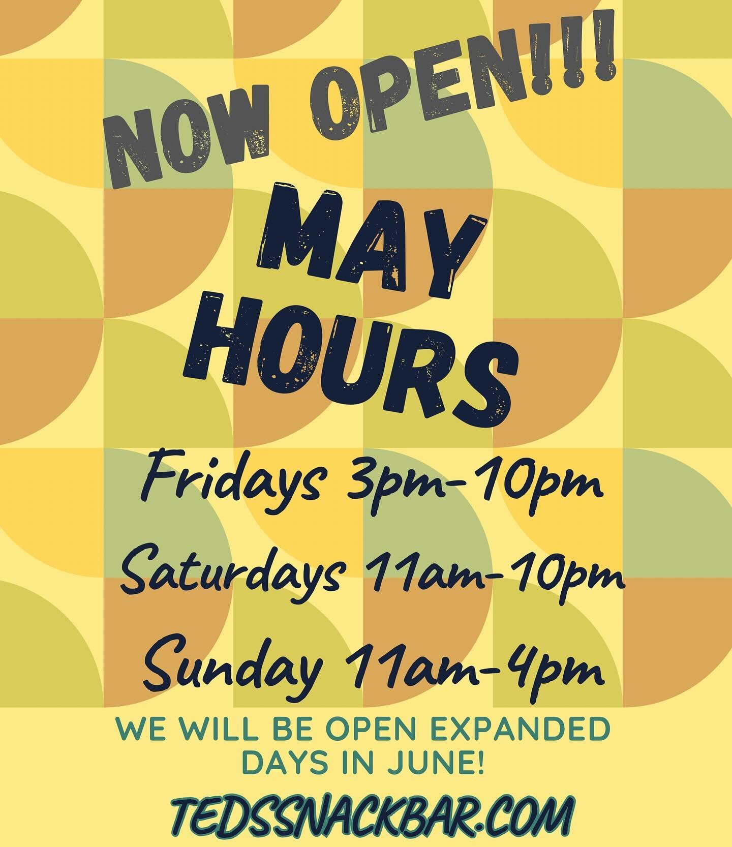 We are OPEN!!! Just in time for the DORA to kick off on Monday! 

we will only be open weekends during May until the kids are out of school, but we have some new treats lined up for this year! Come check us out !!

#teds #snackbar #dtfw #fortwayne #d
