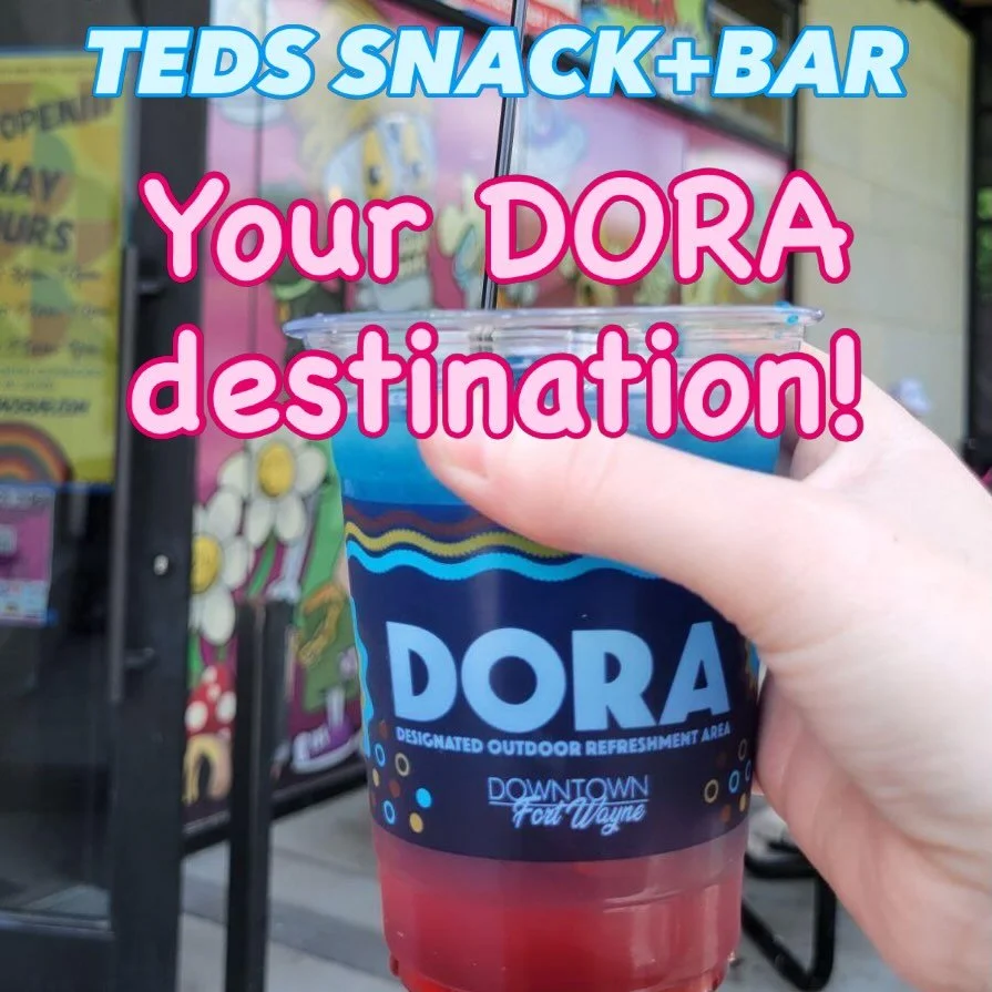 Come down to TEDS SNACK+BAR @ Promenade Park, your first stop for downtown DORA fun!

#fortwayne #dora #dtfw #parklife #summerdrinks