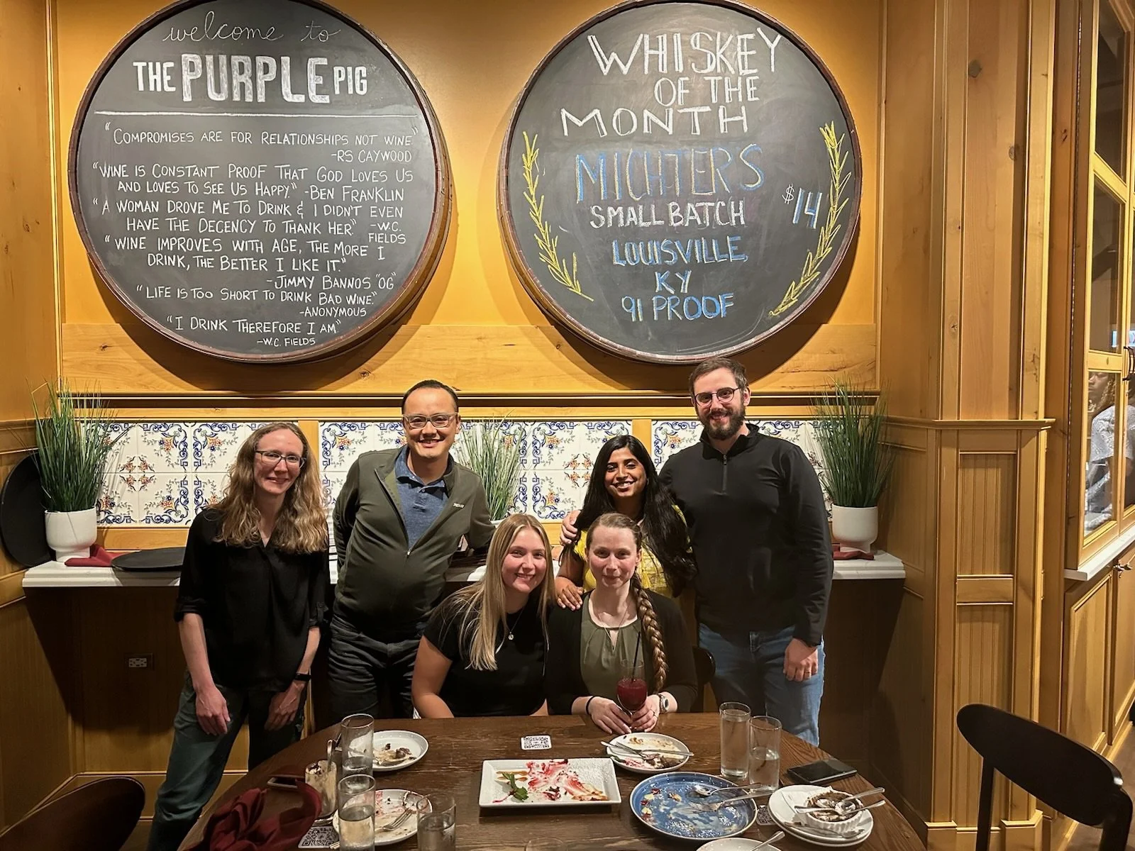 Taniguchi Lab out to eat with UWM professor in Chicago