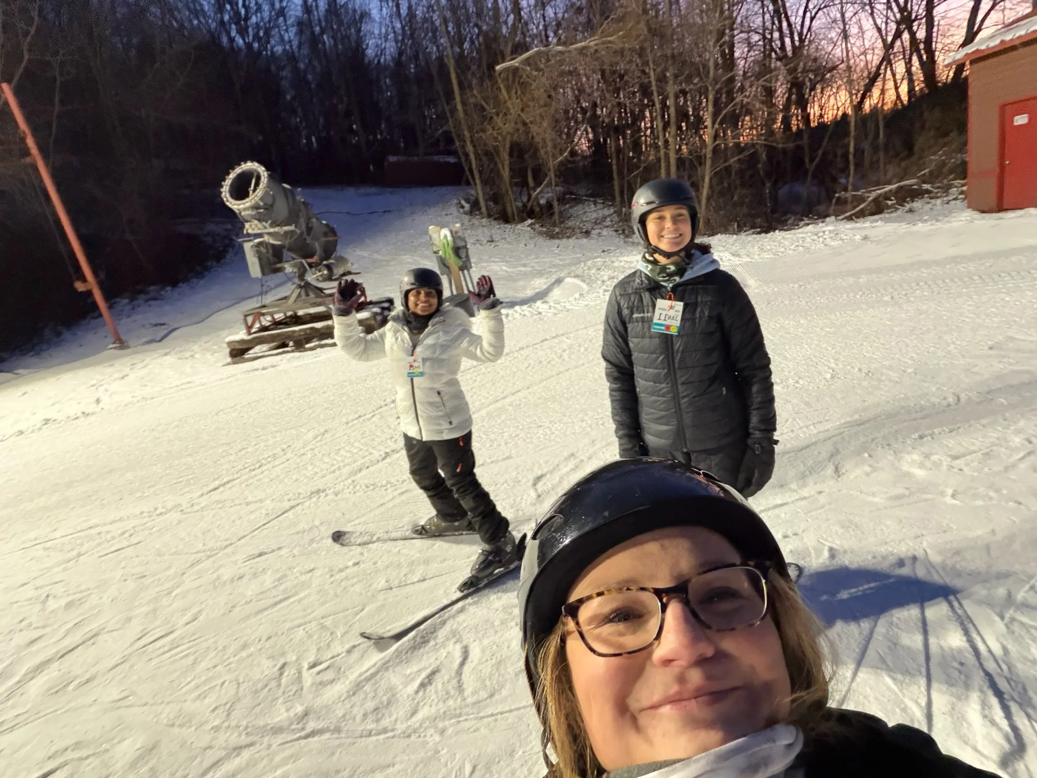 Anusha, Jess, and Jenna getting ready to go down!