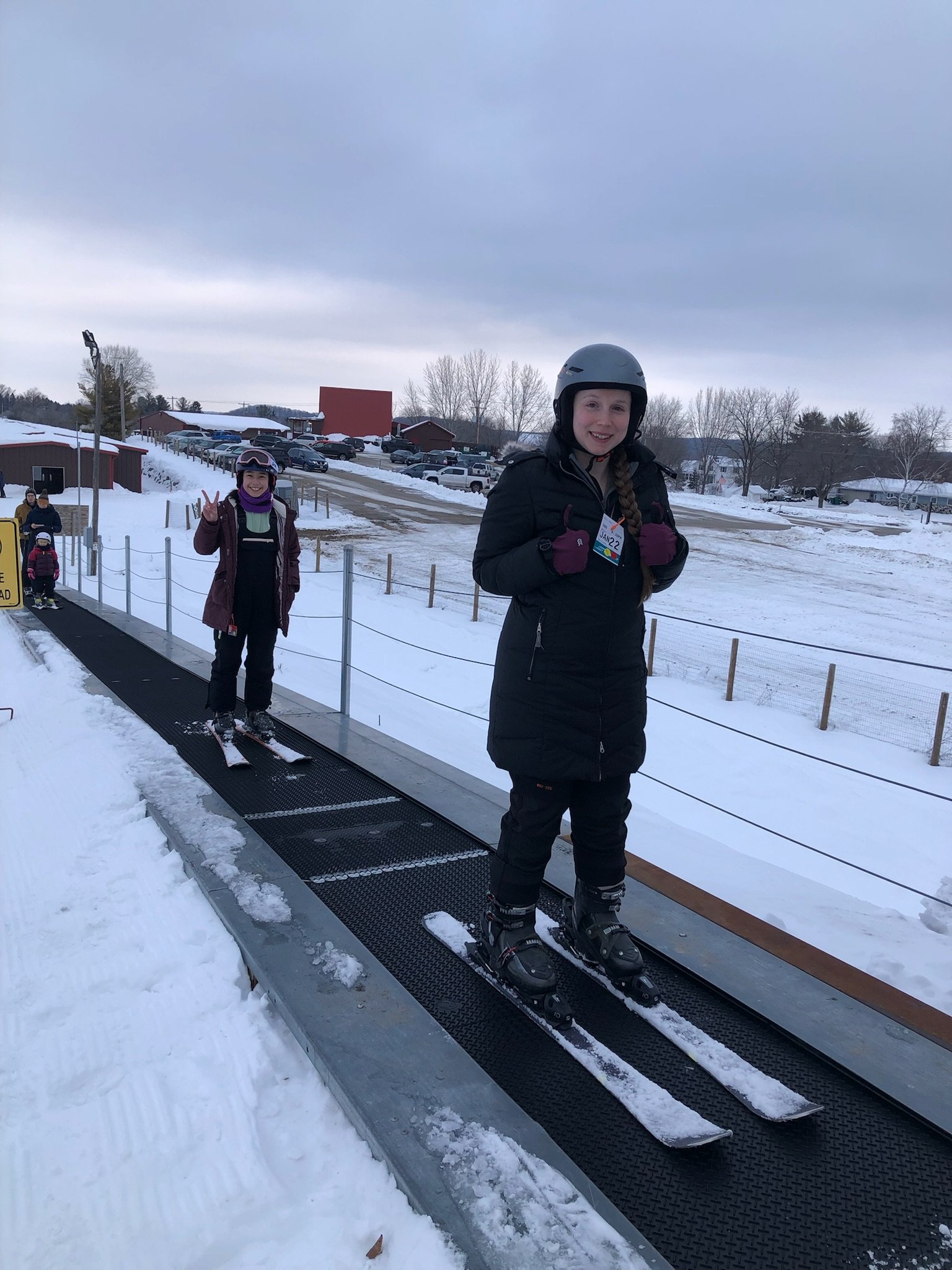 Amber not confident on the bunny hill. 
