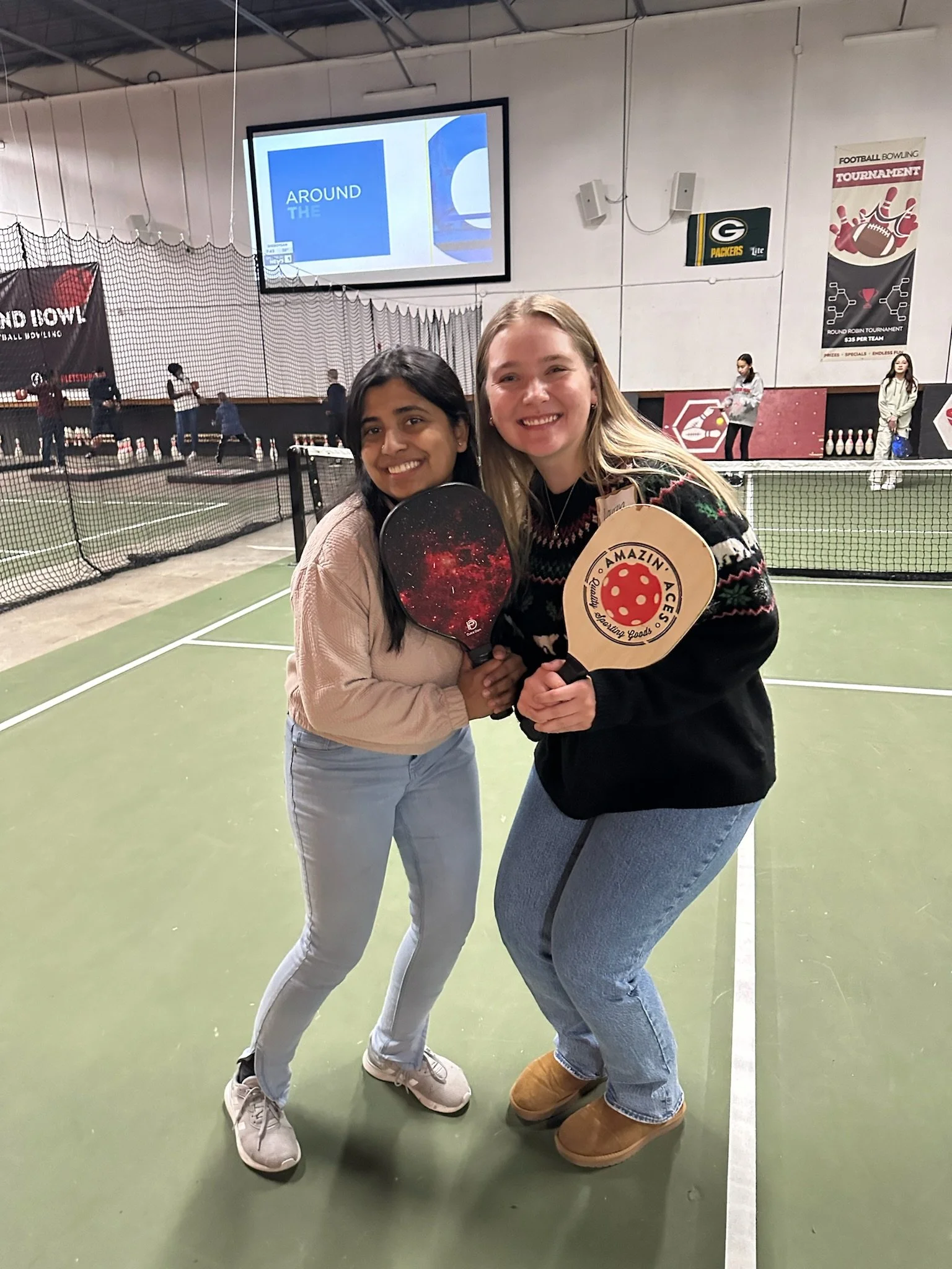 Anusha and Lauren at the Holiday Party 2023 (Pre-getting destroyed by 2 middle schoolers)