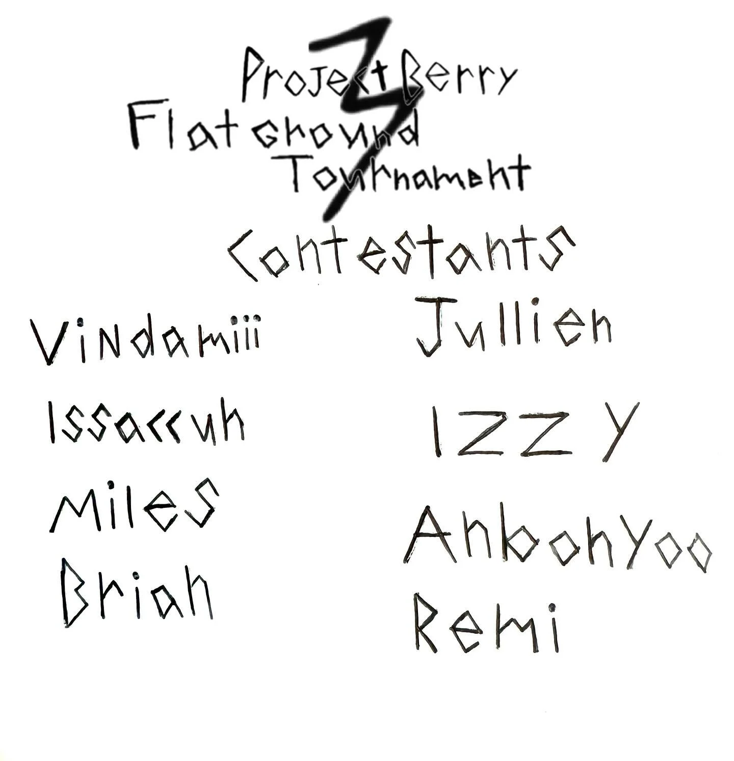 ProjectBerry Flatground Tournament Contestants!
Bracket will be filled soon!
#projectberry