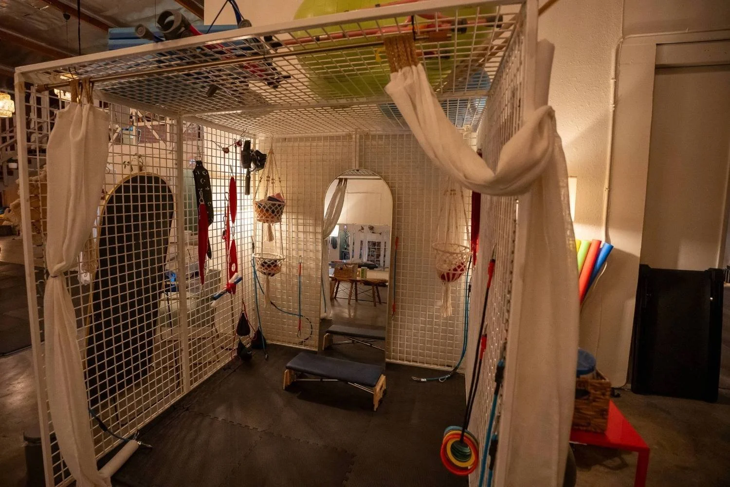 Spider therapy cage at Wetherbee Pediatric Therapy used for pediatric therapy exercises.