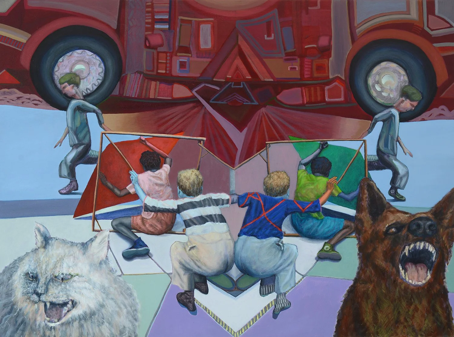 Playing In The Street, 36 x 48 inches, oil on canvas