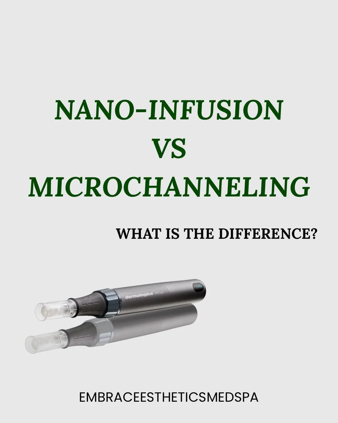 Same Dermalogica pen &mdash; different results ✨

&bull; Microchanneling focuses on skin renewal, texture, and long-term skin health
&bull; Nano infusion focuses on delivering targeted serums for instant hydration and glow

The difference comes down 