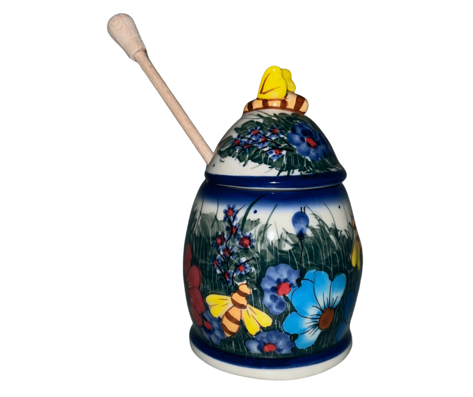 KALICH Polish Pottery Honey Pot. Wildflowers 127