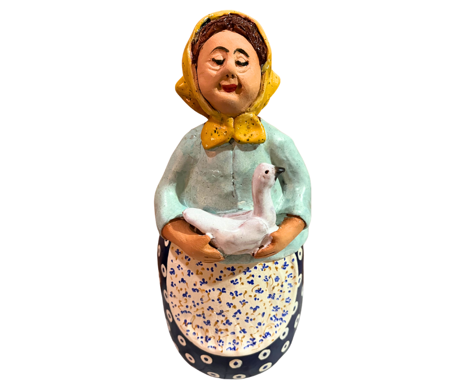 Polish Grannie Babcia with Duck Handsculpted 12 inch 7612