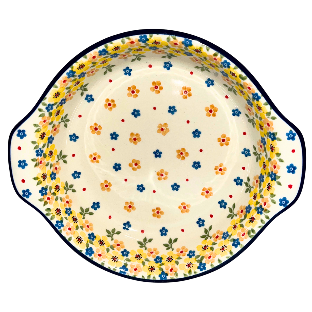 Hand-painted Polish pottery in Buttercup (2225X) features bright yellow florals and classic craftsmanship. Durable, dishwasher-safe, and made in Poland.