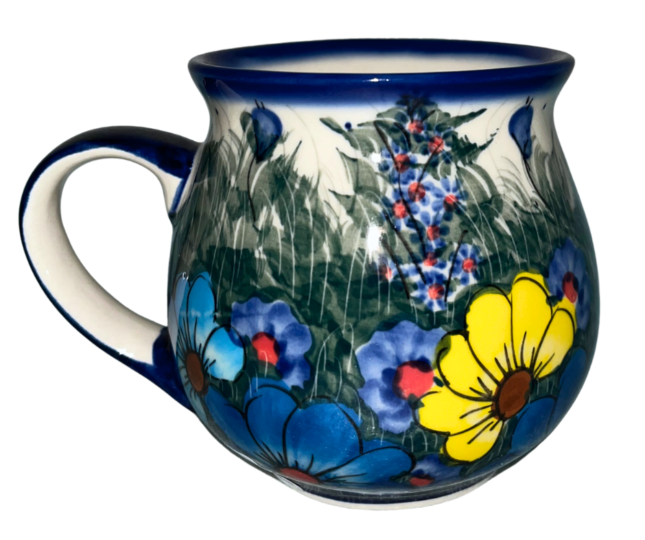 Ceramika Kalich Pattern 127 Wildflowers Polish pottery with hand-painted colorful flowers and greenery. Authentic Bolesławiec stoneware, durable, dishwasher, microwave, and oven safe.