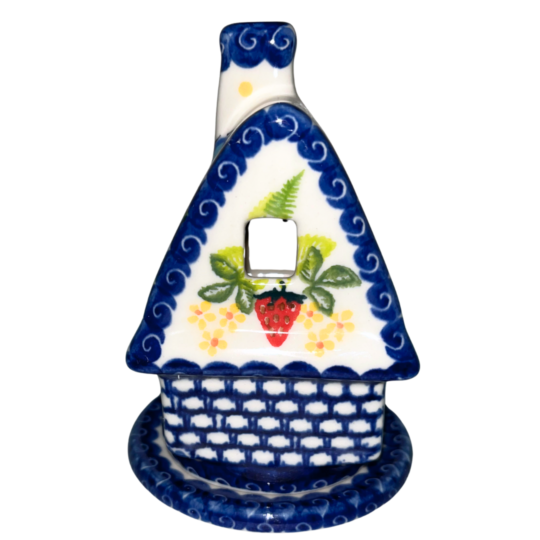 Ceramika Kalich Pattern 1085 Summer Strawberries Polish pottery with hand-painted strawberries, blossoms, and butterfly. Authentic Bolesławiec stoneware, dishwasher, microwave, and oven safe.