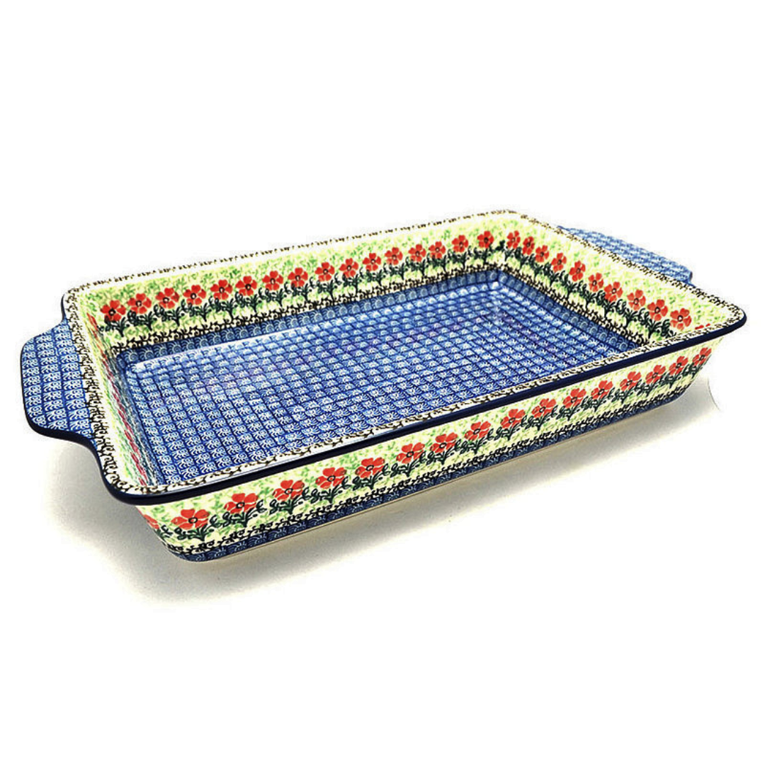 ca 1416x polish pottery 15 inch rectangular baker maraschino
