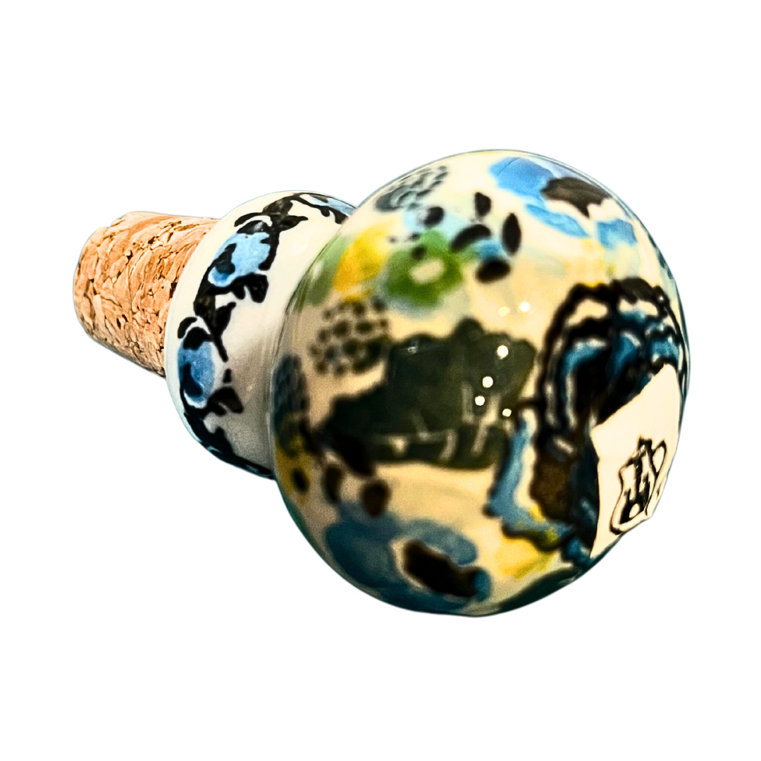 POLISH POTTERY WINE STOPPER - ROUND TOP