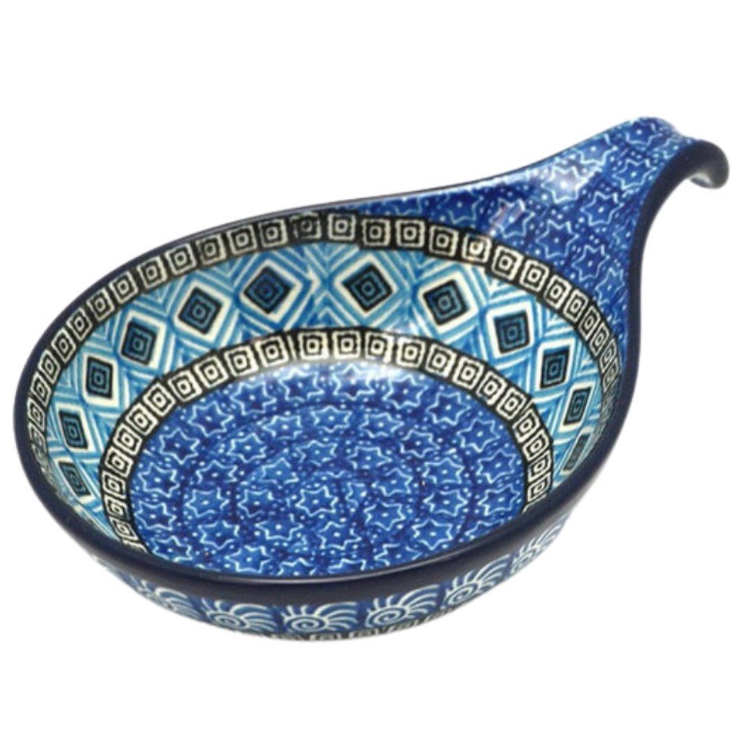 ca-1917x-polish pottery spoon rest ladle rest aztec sky